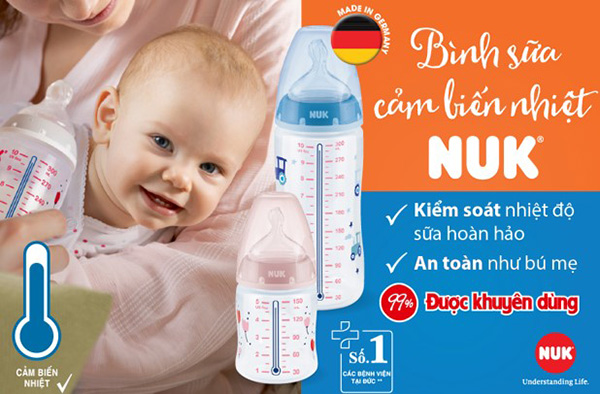 Bình sữa cảm biến nhiệt NUK là sản phẩm bán chạy nhất tại thị trường Châu Âu